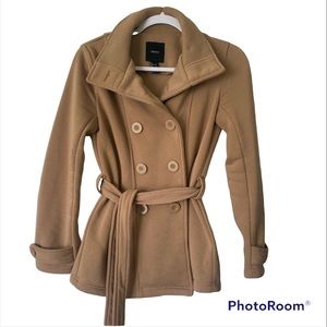 Forever 21 Tan Double Breasted Belted Coat Size Small